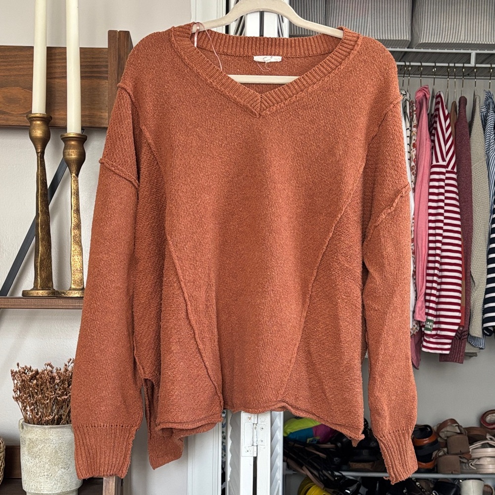 2/$20 Boutique Burnt Orange V-Neck Sweater
